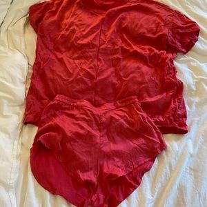 Lunya Bold Red Washable Silk Set L/XL